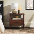 Nachttisch im Mid-Century Modern Stil aus massiver Kiefer mit Spindeln, Schublade und offenem Fach