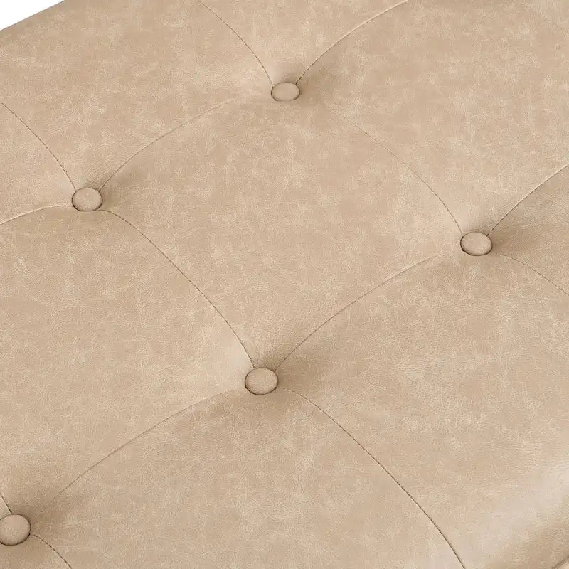 48,4" rechteckiger, getufteter Ottoman-Couchtisch aus PU-Leder mit Gestell aus Kautschukholz