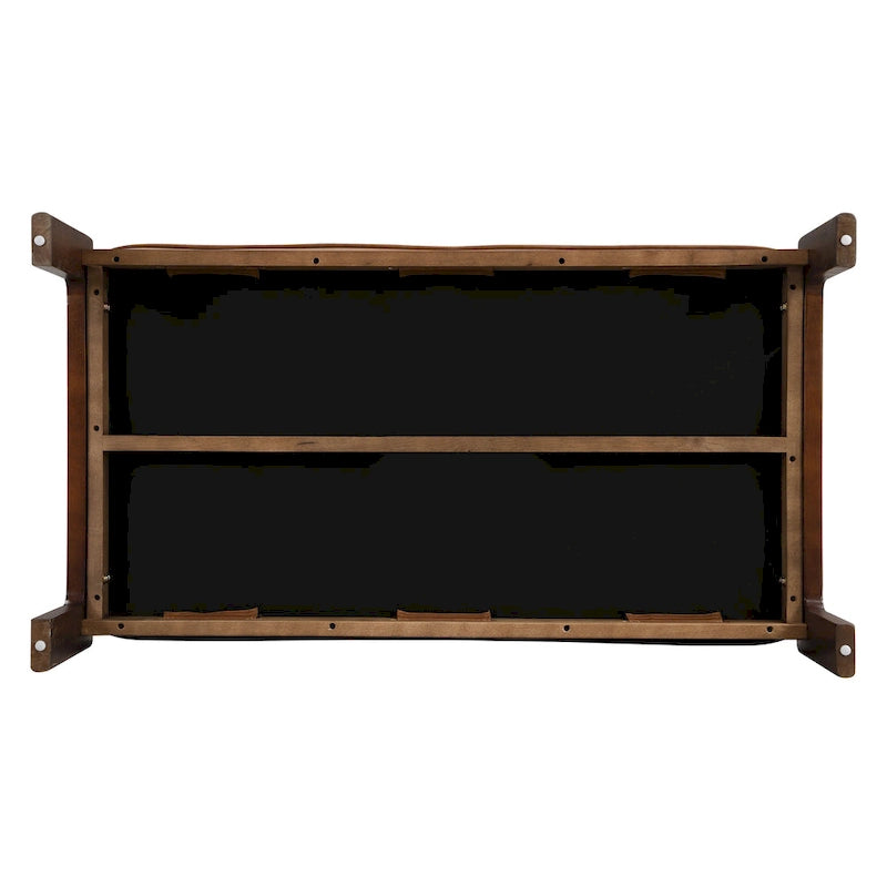 48,4" rechteckiger, getufteter Ottoman-Couchtisch aus PU-Leder mit Gestell aus Kautschukholz