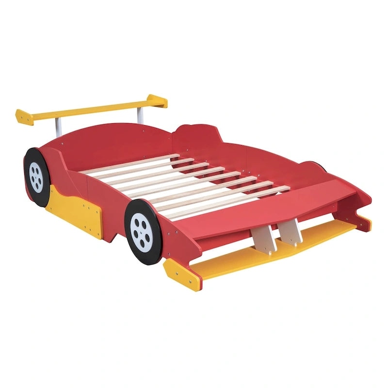 Plattformbett in Form eines Rennwagens in Originalgröße mit Rollen