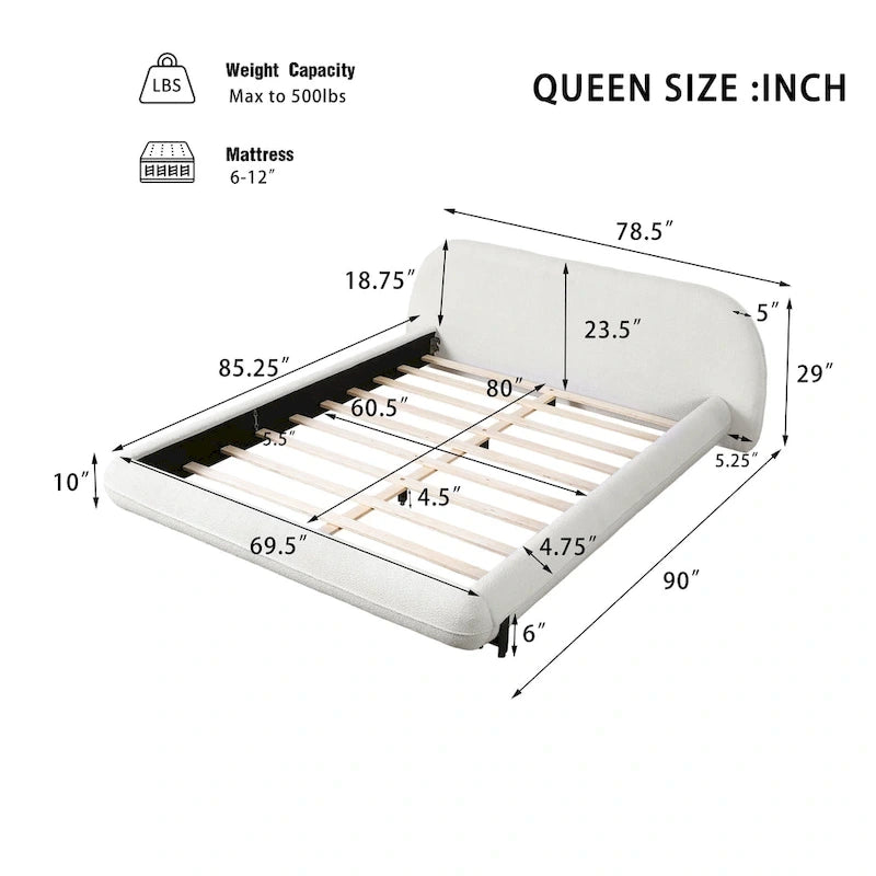 Bouclé-Polsterbettgestell, Queen oder King