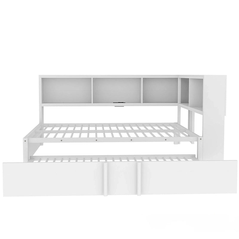 Metall-Tagesbett mit Ausziehbett, Lagerschränken und USB-Anschlüssen