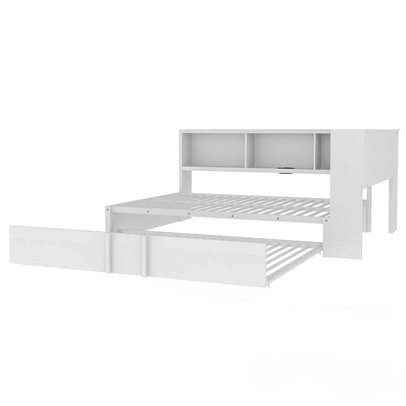 Metall-Tagesbett mit Ausziehbett, Lagerschränken und USB-Anschlüssen
