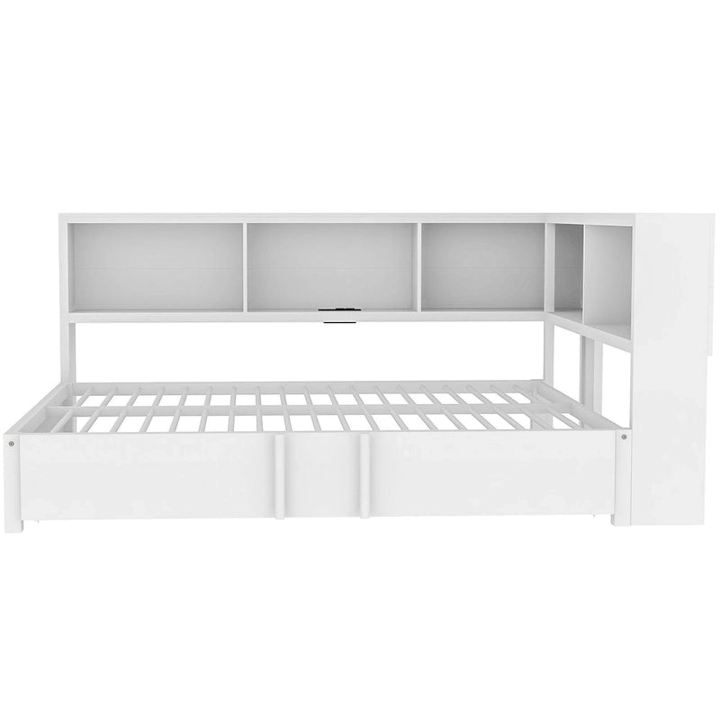 Metall-Tagesbett mit Ausziehbett, Lagerschränken und USB-Anschlüssen