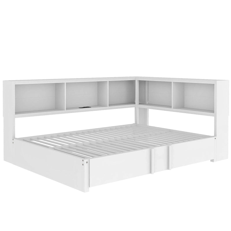 Metall-Tagesbett mit Ausziehbett, Lagerschränken und USB-Anschlüssen