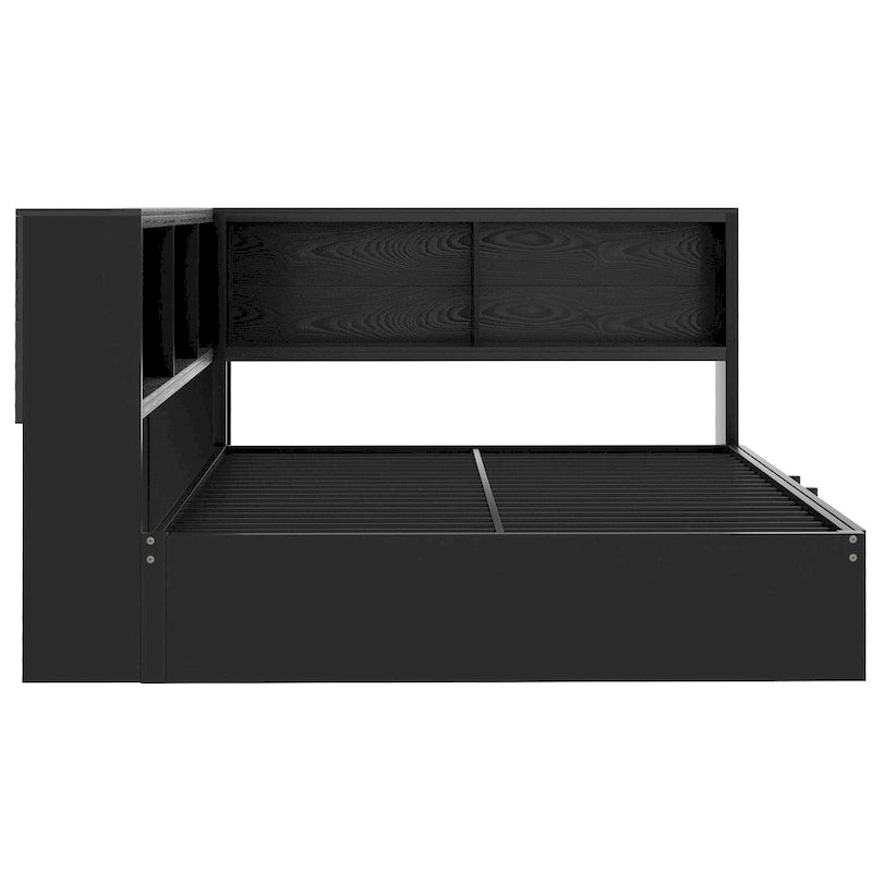Metall-Tagesbett mit Ausziehbett, Lagerschränken und USB-Anschlüssen
