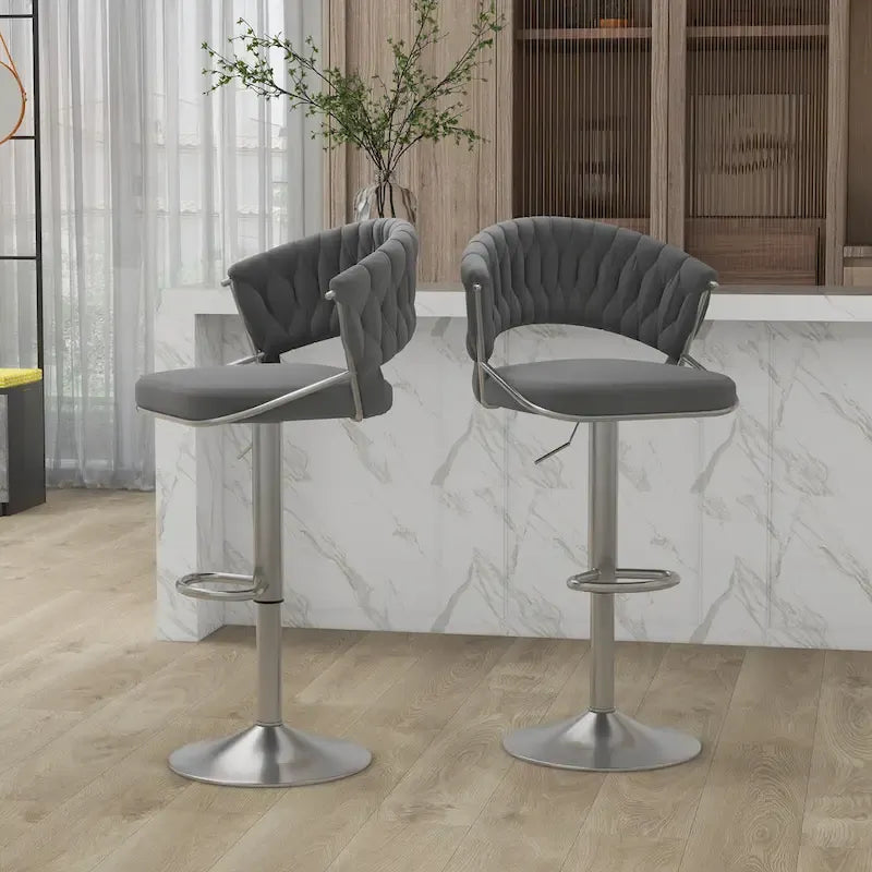 2er-Set Barhocker, höhenverstellbar mit drehbarer Sitzfläche