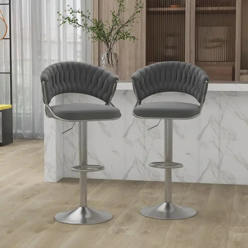 2er-Set Barhocker, höhenverstellbar mit drehbarer Sitzfläche