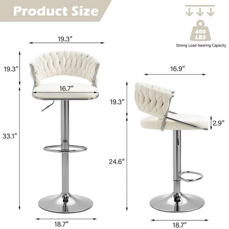 2er-Set Barhocker, höhenverstellbar mit drehbarer Sitzfläche
