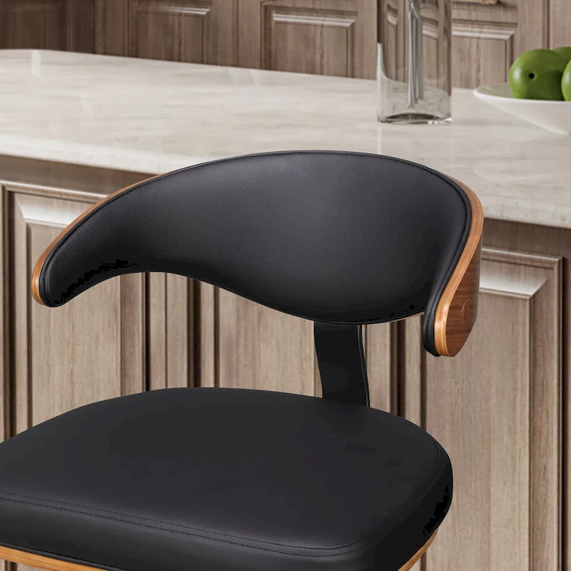 Barhocker aus gebogenem Holz mit Kunstleder und Drehfunktion, höhenverstellbar