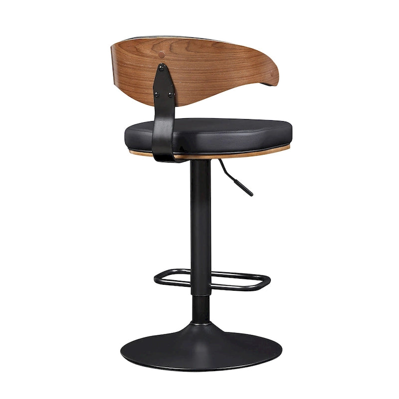 Barhocker aus gebogenem Holz mit Kunstleder und Drehfunktion, höhenverstellbar