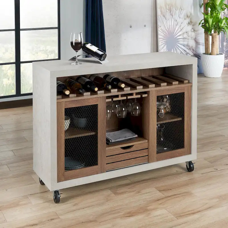 Zeitgemäßes 4-Ablagen-Buffet auf Rollen