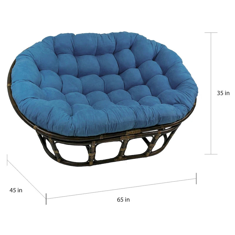 Doppel-Papasan-Stuhl mit getuftetem Mikrofaser-Kissen