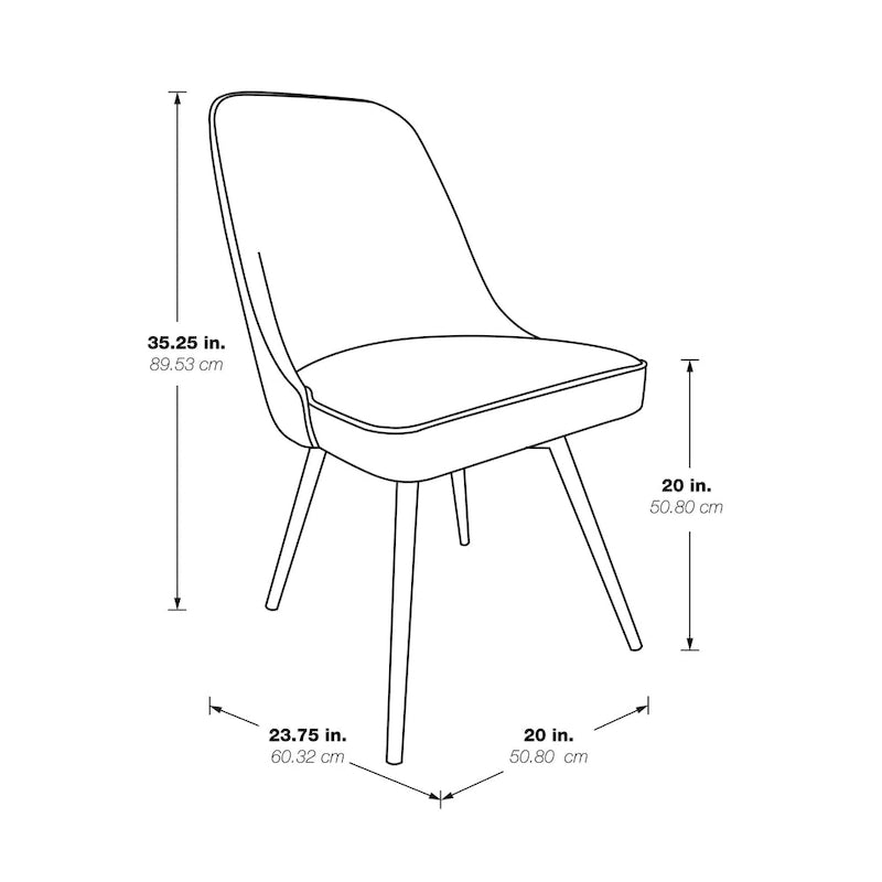 Moderner drehbarer Esszimmerstuhl mit gepolsterter Sitzfläche und Metallbeinen