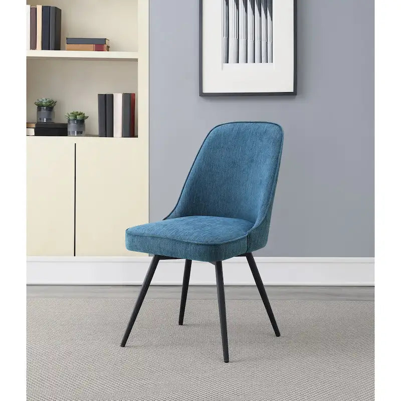 Moderner drehbarer Esszimmerstuhl mit gepolsterter Sitzfläche und Metallbeinen