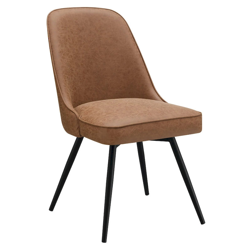 Moderner drehbarer Esszimmerstuhl mit gepolsterter Sitzfläche und Metallbeinen