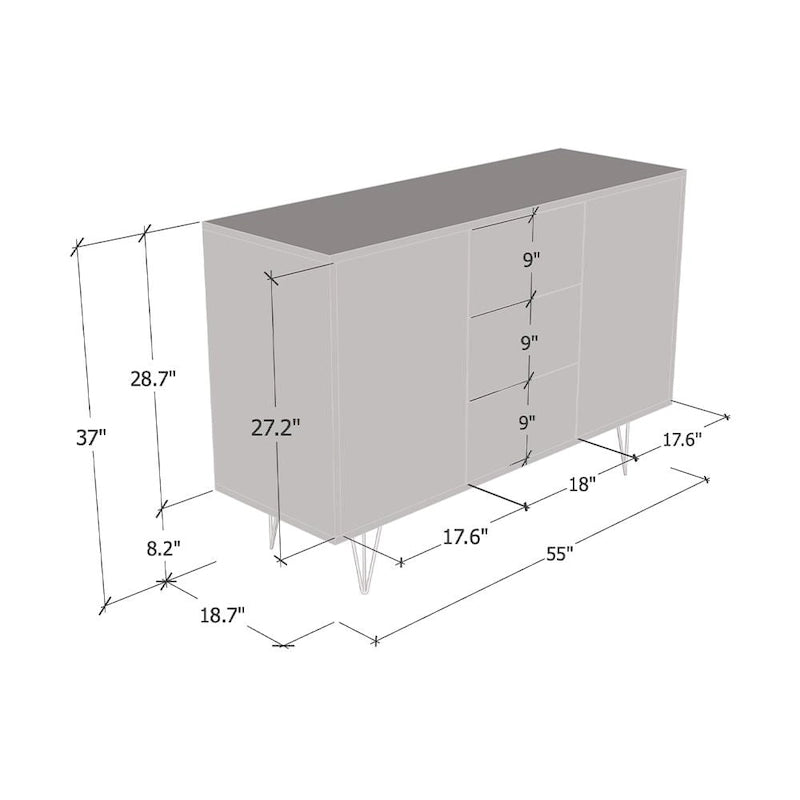 Modernes Hochglanz-Sideboard, 140 cm
