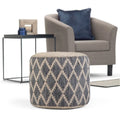 Boho runder Pouf, Natur geflochtene Jute und Baumwolle