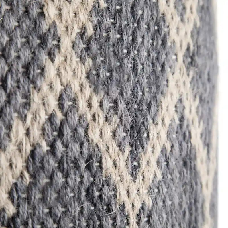 Boho runder Pouf, Natur geflochtene Jute und Baumwolle
