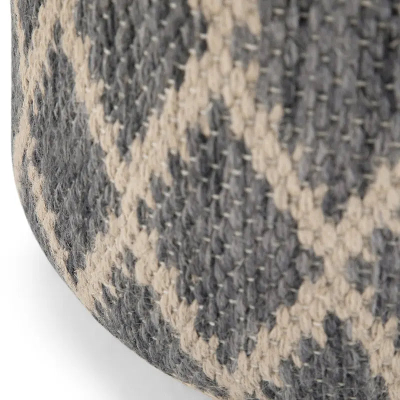 Boho runder Pouf, Natur geflochtene Jute und Baumwolle
