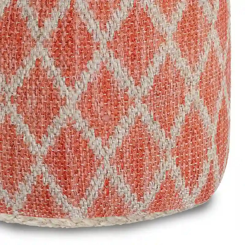 Boho runder Pouf, Natur geflochtene Jute und Baumwolle
