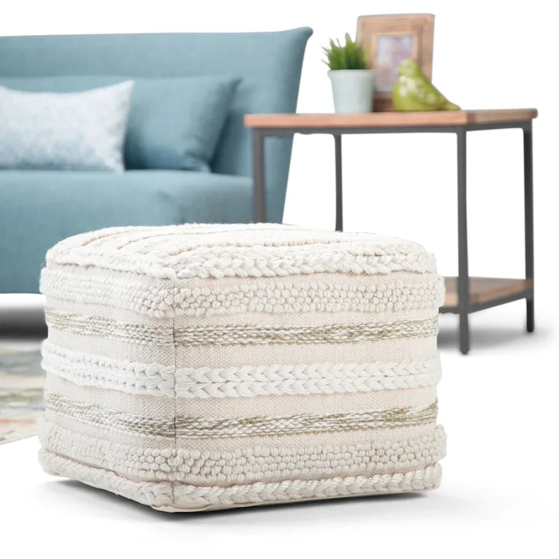 Boho-Sitzpouf mit handgewebtem Muster