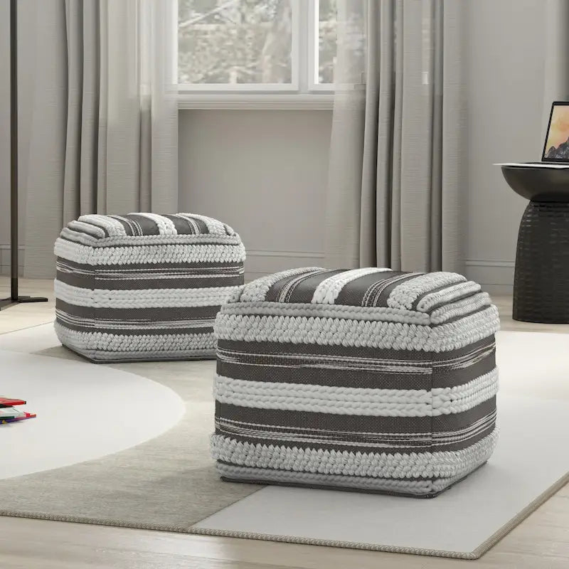 Boho-Sitzpouf mit handgewebtem Muster