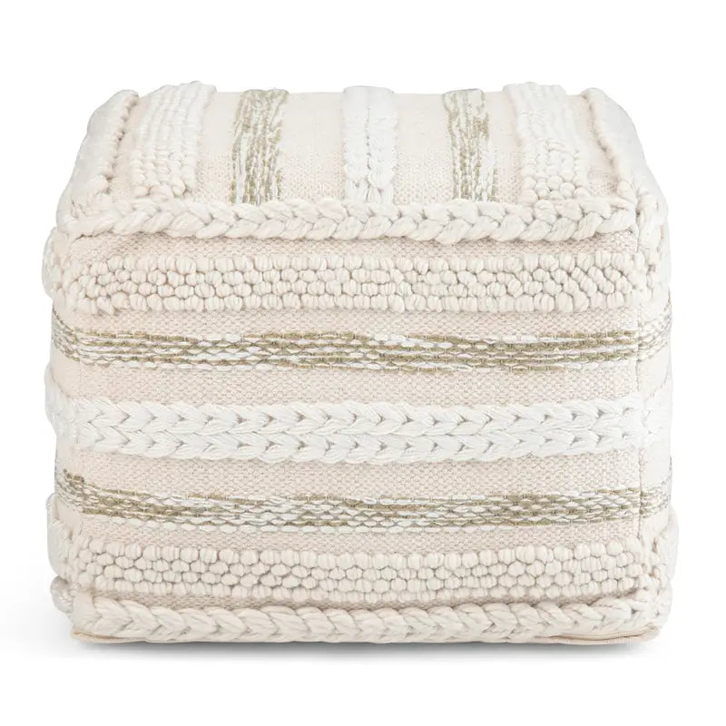 Boho-Sitzpouf mit handgewebtem Muster