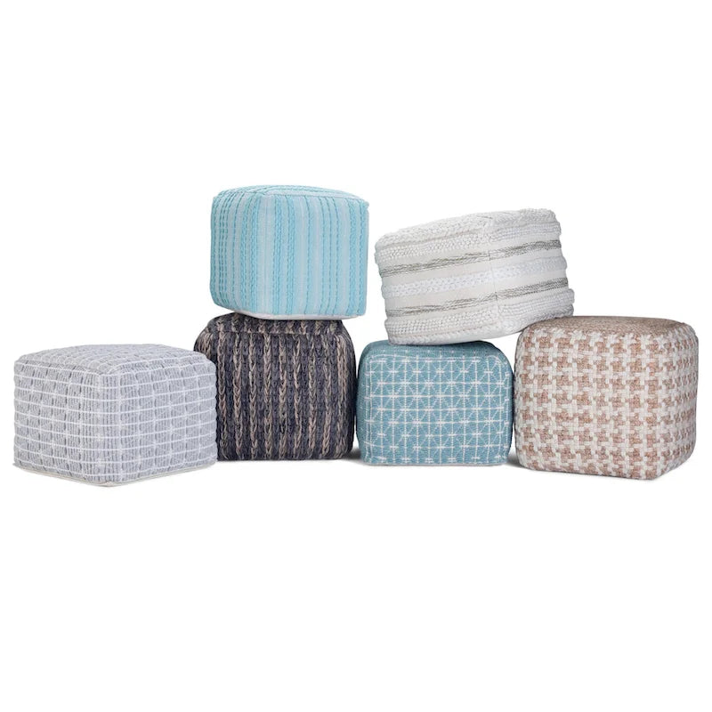 Boho-Sitzpouf mit handgewebtem Muster