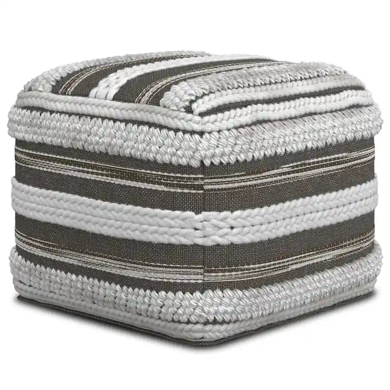 Boho-Sitzpouf mit handgewebtem Muster