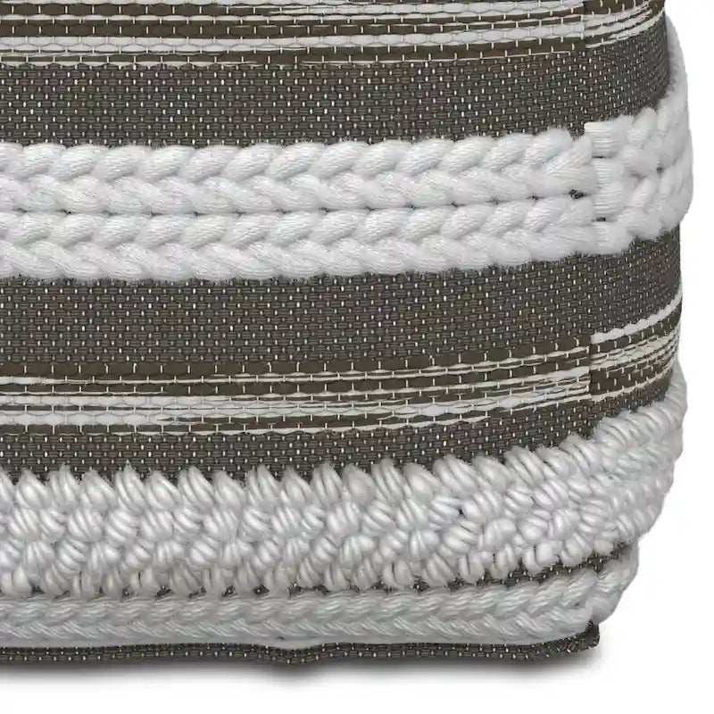 Boho-Sitzpouf mit handgewebtem Muster