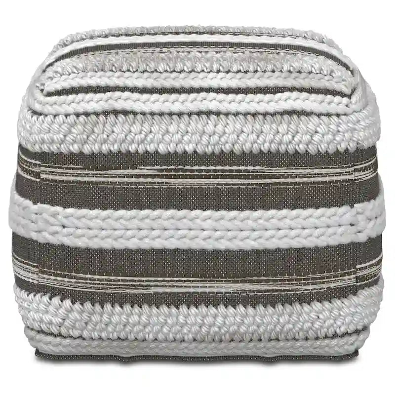 Boho-Sitzpouf mit handgewebtem Muster