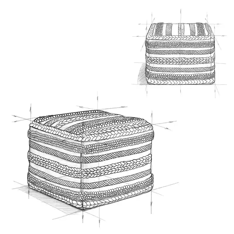 Boho-Sitzpouf mit handgewebtem Muster