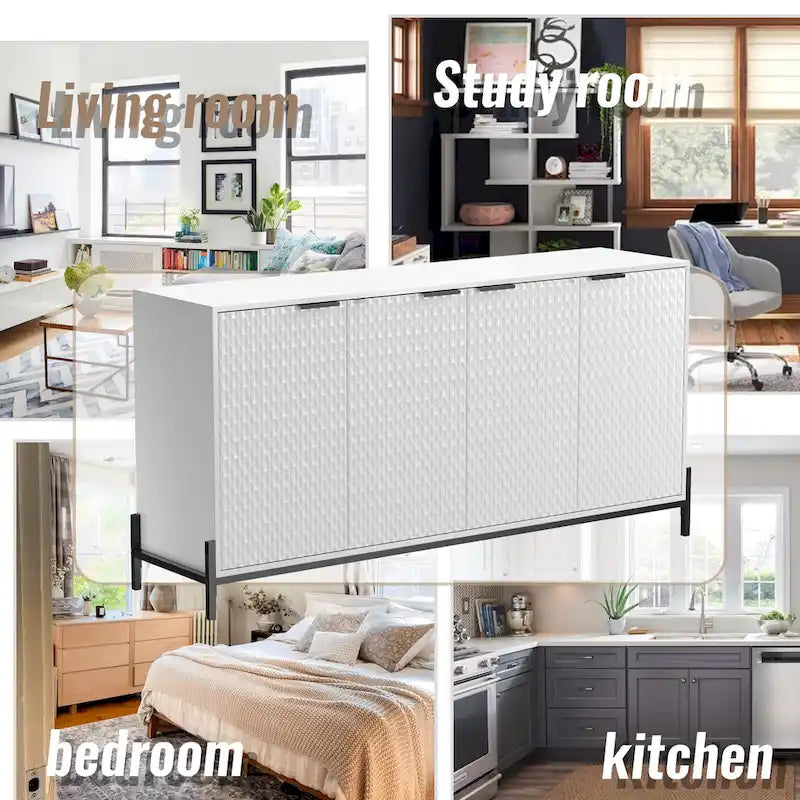 Hochglanz 4-türiges Aufbewahrungs-Akzent-Sideboard