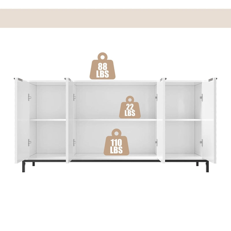 Hochglanz 4-türiges Aufbewahrungs-Akzent-Sideboard