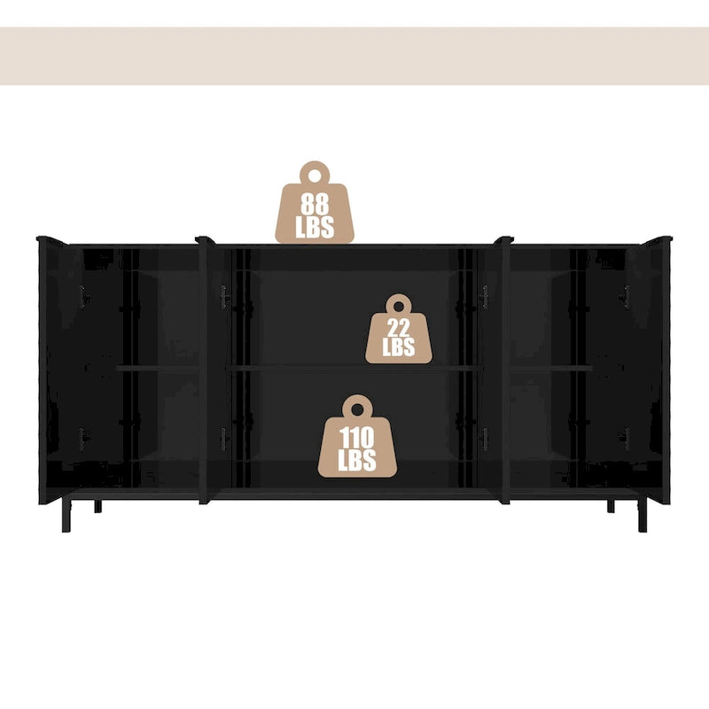 Hochglanz 4-türiges Aufbewahrungs-Akzent-Sideboard