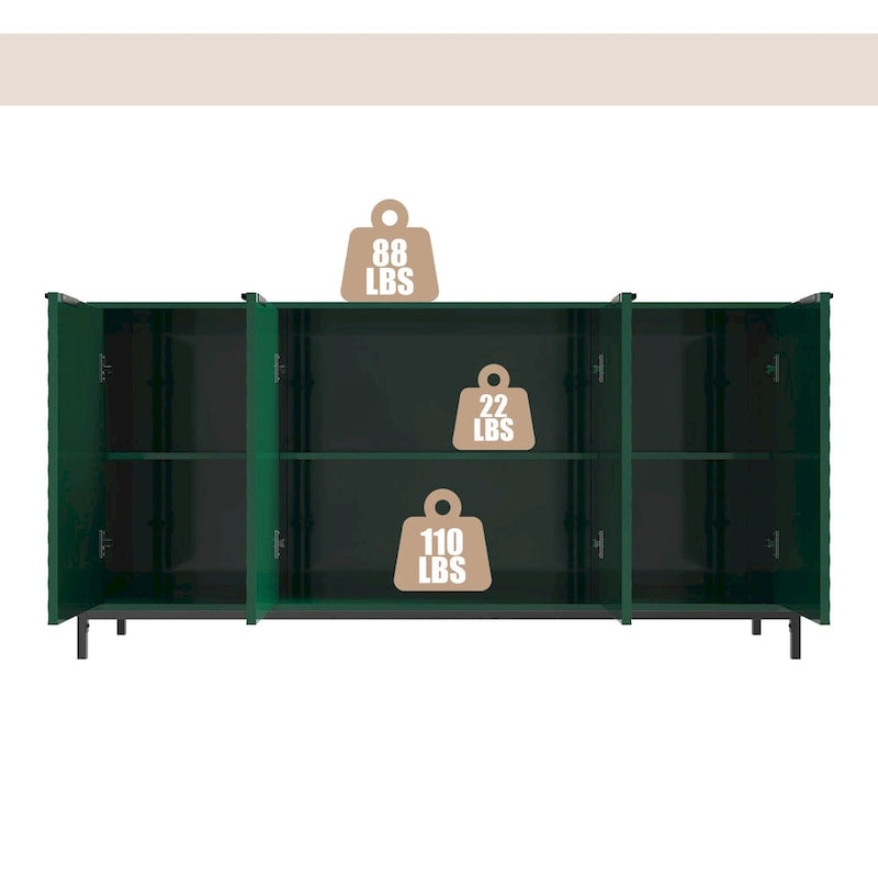Hochglanz 4-türiges Aufbewahrungs-Akzent-Sideboard