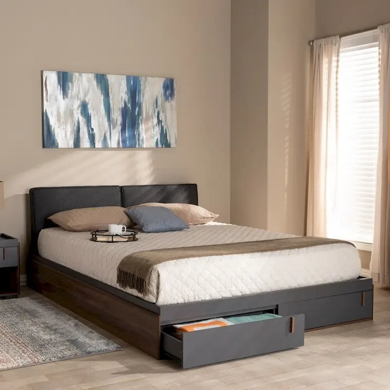 Modernes Queen-Size-Plattformbett mit Stauraum