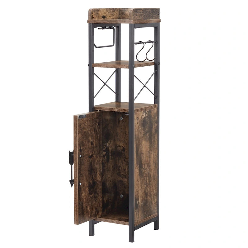 Holz hoher Badezimmerschrank Kleiner Badezimmerschrank Eckschrank mit Türen und Regalen Toilettenpapierhalter