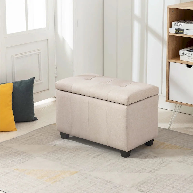 Stoff-Sitzbank mit aufklappbarem Deckel und Tufting-Design