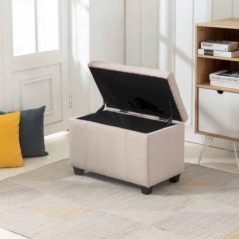 Stoff-Sitzbank mit aufklappbarem Deckel und Tufting-Design