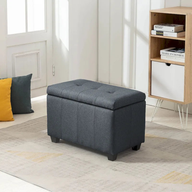Stoff-Sitzbank mit aufklappbarem Deckel und Tufting-Design