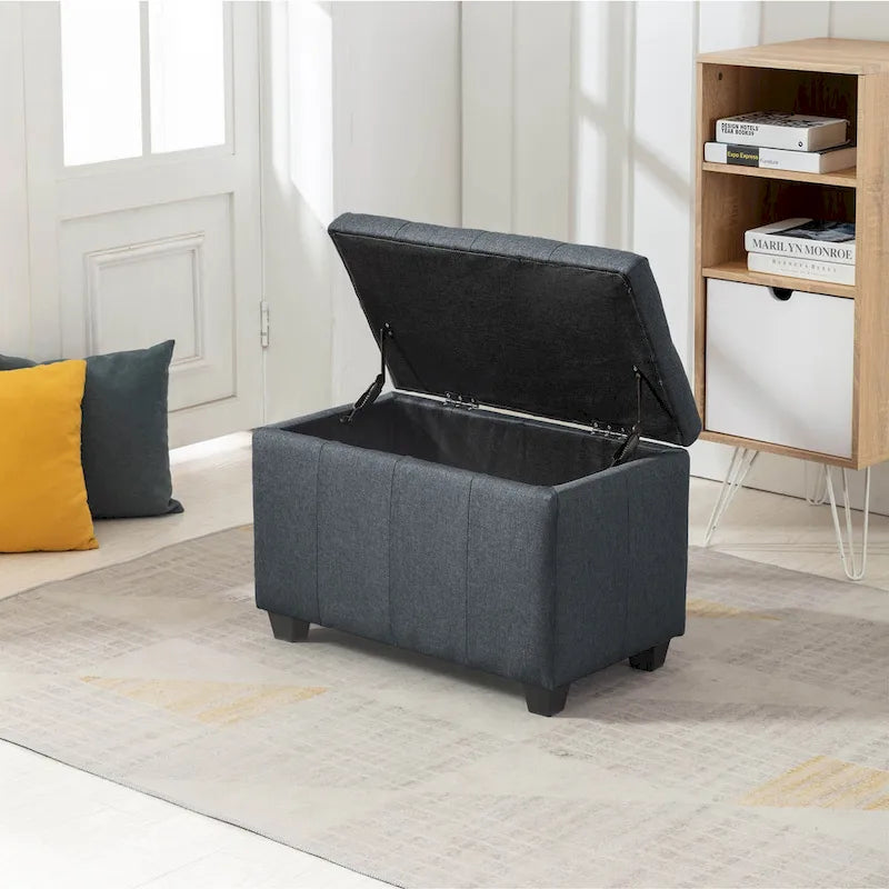Stoff-Sitzbank mit aufklappbarem Deckel und Tufting-Design
