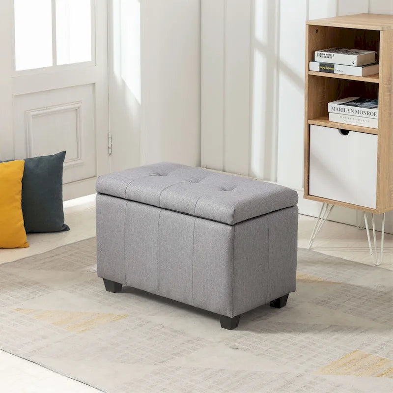 Stoff-Sitzbank mit aufklappbarem Deckel und Tufting-Design