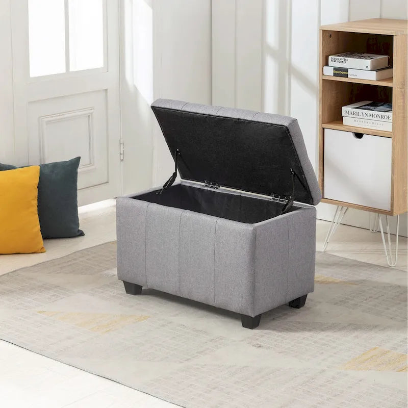 Stoff-Sitzbank mit aufklappbarem Deckel und Tufting-Design