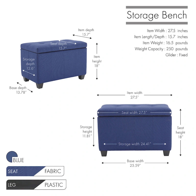 Stoff-Sitzbank mit aufklappbarem Deckel und Tufting-Design