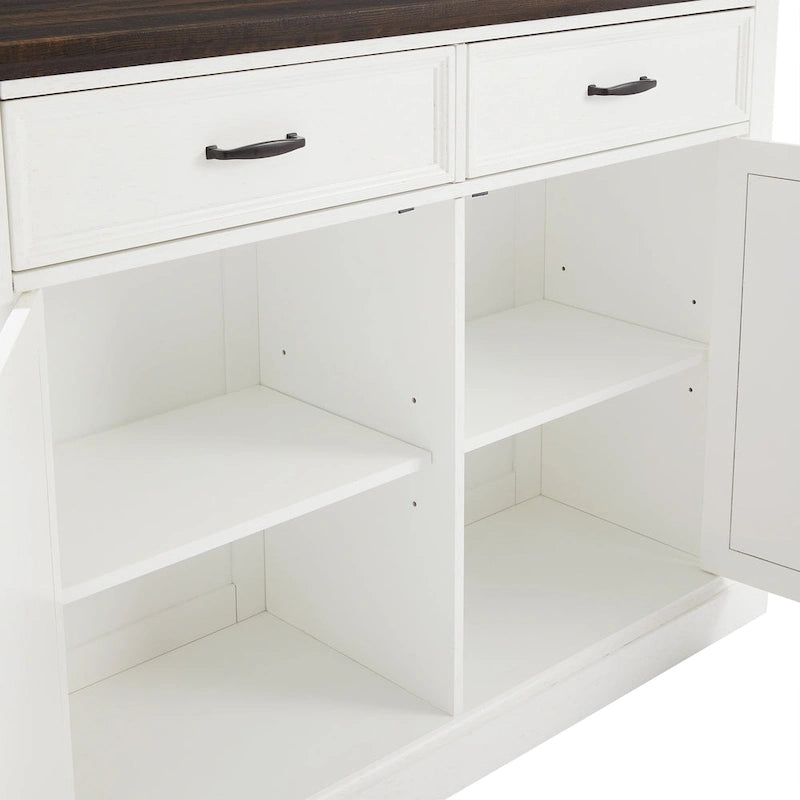 Kücheninsel im Landhausstil mit X-Motiv-Türen, 2 Schränken und 2 Schubladen