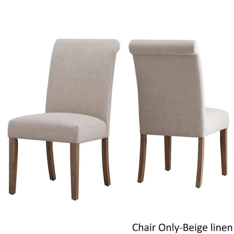 Slipcover-Parsons-Stühle mit gerollter Rückenlehne, 2er-Set