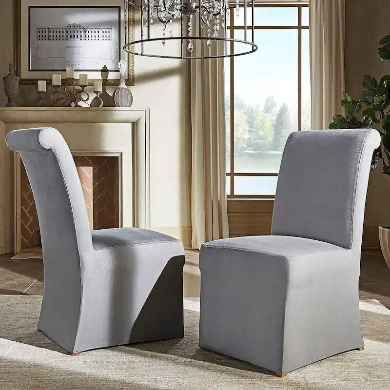 Slipcover-Parsons-Stühle mit gerollter Rückenlehne, 2er-Set