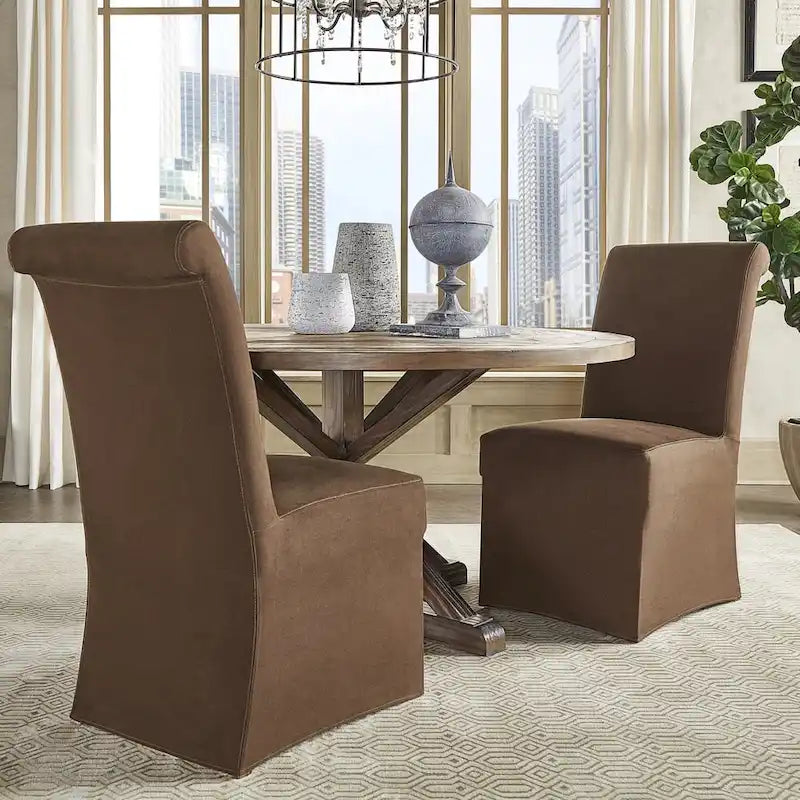 Slipcover-Parsons-Stühle mit gerollter Rückenlehne, 2er-Set